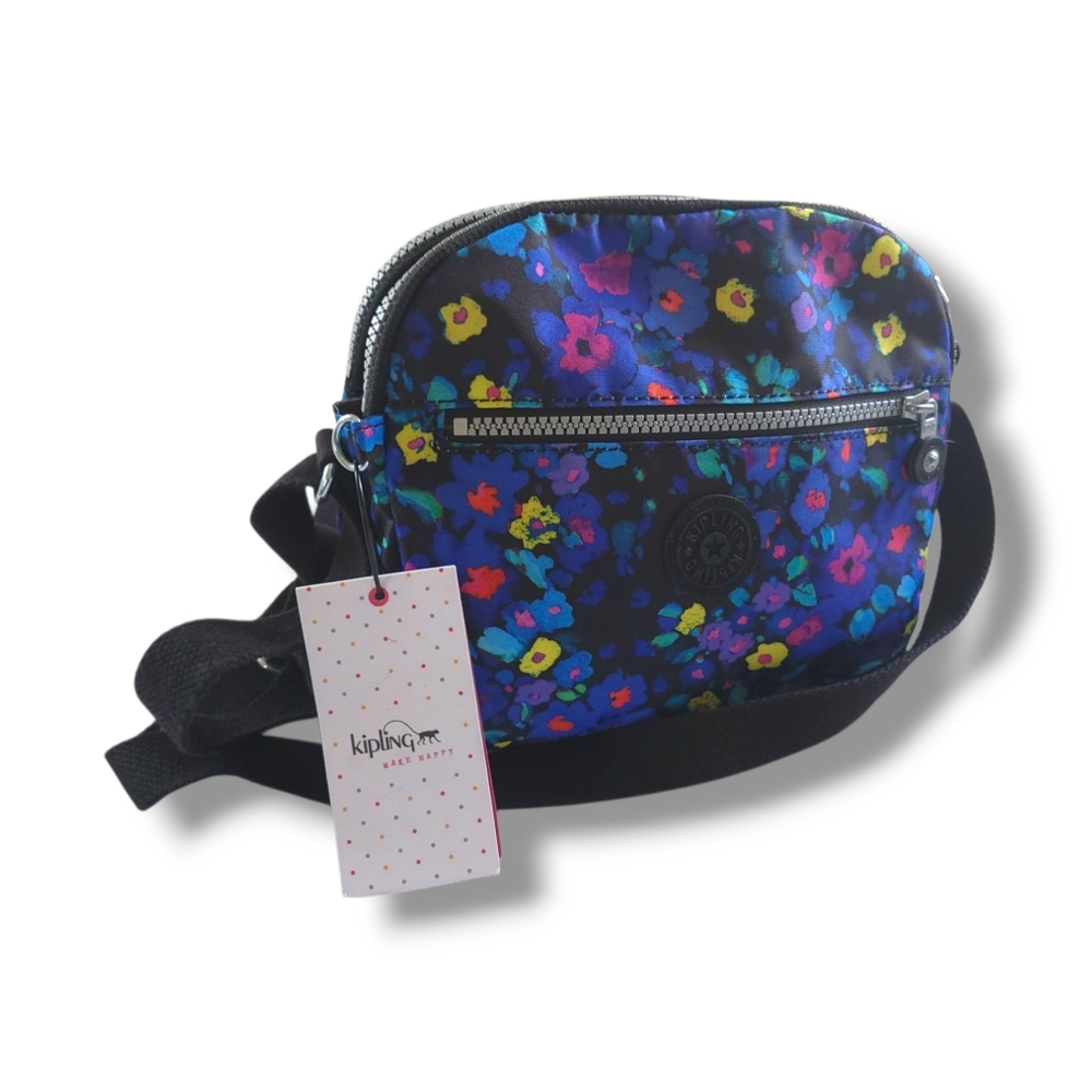 ✨️HP✨️Kipling | NWT Blue/Multicolor 'Fresh Freesia' Floral Crossbody Bag - Picture 3 of 10